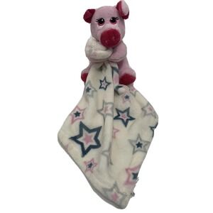 Little Blessings lovey plush stuffed animal security blanket Pig Pink satin